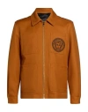 Versace Man Jacket Camel Size 46 Virgin Wool, Polyester In Brown