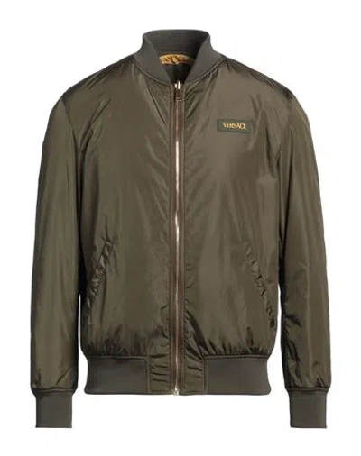 Versace Man Jacket Military Green Size 38 Polyester, Polyamide, Virgin Wool, Acrylic, Elastane