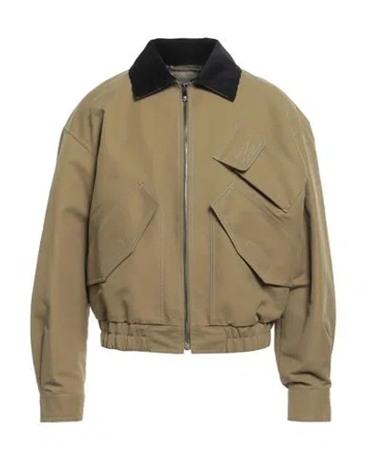 Versace Man Jacket Military Green Size 42 Cotton In Brown
