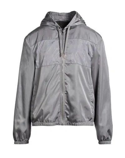 Versace Man Jacket Silver Size 44 Polyamide In Gray
