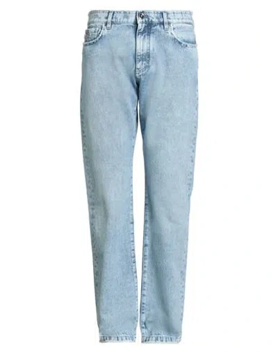 Versace Man Jeans Blue Size 33 Cotton, Calfskin