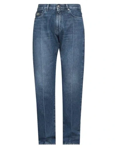 Versace Man Jeans Blue Size 33 Cotton, Calfskin