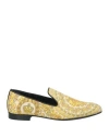 Versace Barocco-print Satin Loafers In Beige