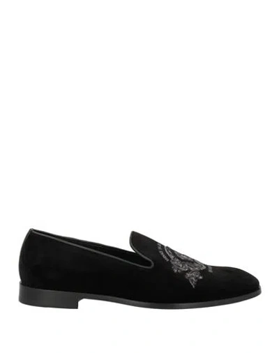 Versace Man Loafers Black Size 8 Textile Fibers