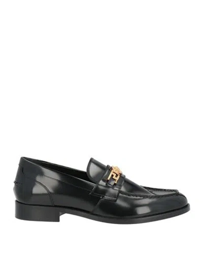 Versace Man Loafers Black Size 9 Calfskin In Multi