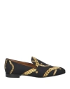Versace Man Loafers Black Size 9 Textile Fibers In Black