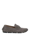 Versace Man Loafers Grey Size 9 Leather In Grey