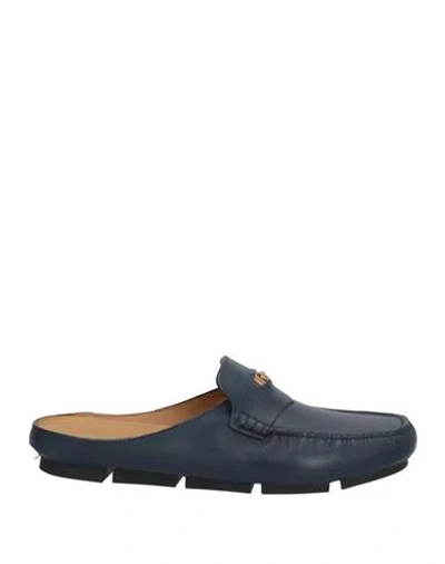 Versace Man Mules & Clogs Navy Size 7 Calfskin In Blue