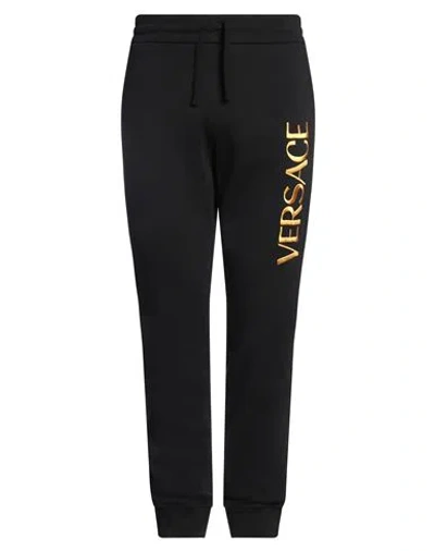 Versace Man Pants Black Size M Cotton, Viscose, Polyester