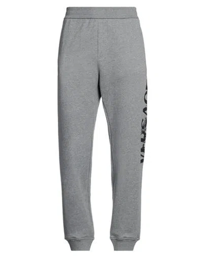 Versace Man Pants Grey Size L Cotton In Gray