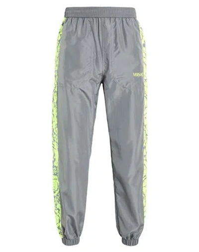 Versace Man Pants Grey Size L Polyester In Gray
