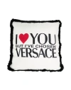 Versace I Love You But Print Cushion In White