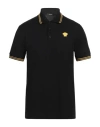 Versace Black Polo Shirt With Classic Collar And Medusa Embroidery In Black