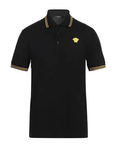 VERSACE VERSACE MAN POLO SHIRT BLACK SIZE S COTTON, POLYESTER