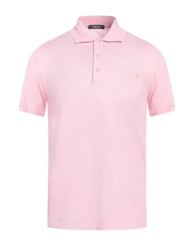 Versace Man Polo Shirt Pink Size S Cotton, Polyester
