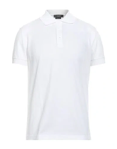 Versace Man Polo Shirt White Size M Cotton, Viscose