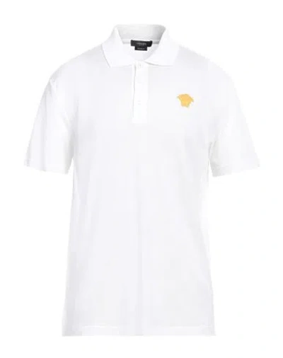 Versace Man Polo Shirt White Size Xl Cotton, Viscose