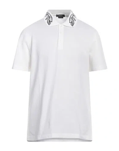 Versace Man Polo Shirt White Size Xxl Cotton, Viscose