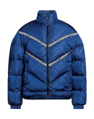 Versace Man Puffer Blue Size 40 Polyamide, Polyester