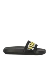 Versace La Greca Raised-logo Slides In Black