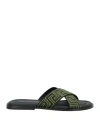Versace Man Sandals Black Size 9 Leather In Green