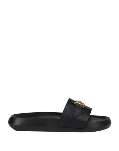 VERSACE VERSACE MAN SANDALS BLACK SIZE 9 LEATHER