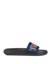 Versace Black Rubber Slide With Logo In Blue