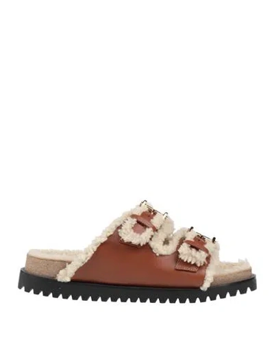 Versace Man Sandals Tan Size 8 Calfskin In Brown