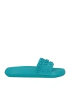 Versace Man Sandals Turquoise Size 14 Textile Fibers In Blue