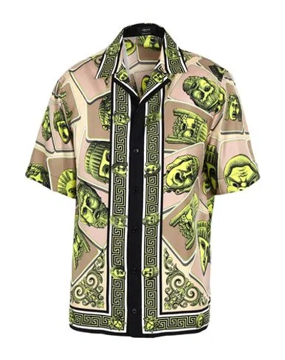 Versace Man Shirt Beige Size 38 Silk