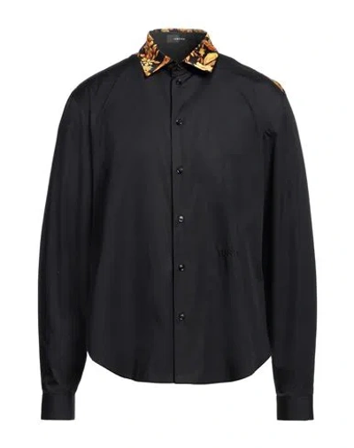 Versace Man Shirt Black Size 16 Cotton, Polyester
