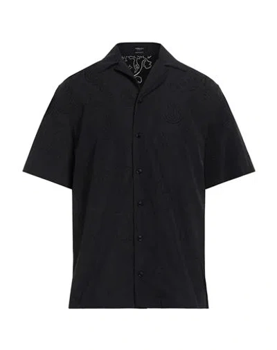 Versace Man Shirt Black Size 38 Polyester, Cotton