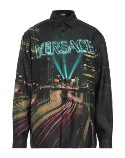 Versace Man Shirt Black Size 38 Silk