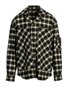 Versace Checkered Wool Blend Overshirt In Black
