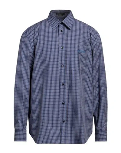 Versace Man Shirt Blue Size 44 Cotton, Viscose