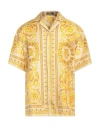 Versace Beigeyellow Signature Barocco Print Shirt In Yellow