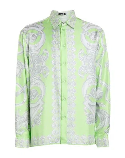 Versace Man Shirt Lime Green Size 46 Silk