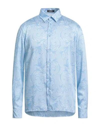 Versace Man Shirt Sky Blue Size 48 Polyester