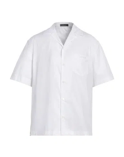 Versace Man Shirt White Size 46 Cotton, Silk, Polyester