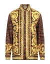 Versace Baroccodile Print Silk Button-up Shirt In Yellow