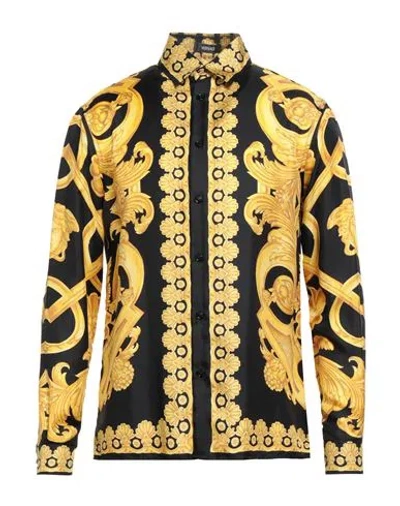 Versace Man Shirt Yellow Size 44 Silk