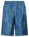 Versace Silk Bermuda Shorts With Allover Print In Blue