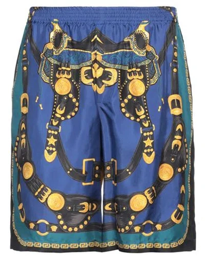 VERSACE VERSACE MAN SHORTS & BERMUDA SHORTS BLUE SIZE 36 SILK