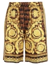 Versace Baroque Pattern-printed Shorts In Brown