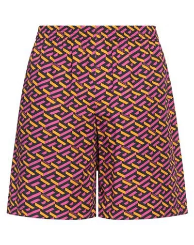 Versace Man Shorts & Bermuda Shorts Fuchsia Size 34 Cotton, Lyocell In Pink