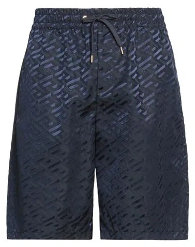 Versace Man Shorts & Bermuda Shorts Midnight Blue Size 38 Polyamide