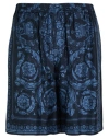Versace Navy Barocco Shorts In Blue