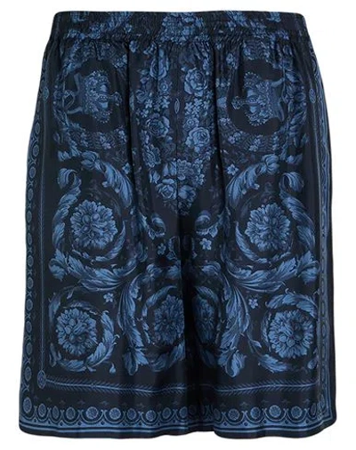 VERSACE VERSACE MAN SHORTS & BERMUDA SHORTS NAVY SIZE 38 SILK