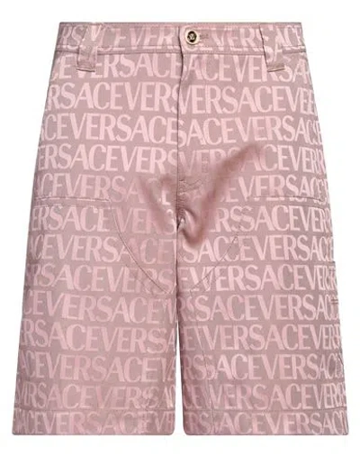 Versace Man Shorts & Bermuda Shorts Pink Size 34 Polyester, Cotton, Calfskin