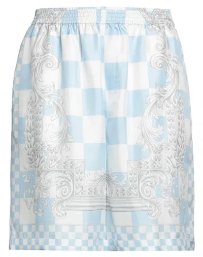 Versace Man Shorts & Bermuda Shorts Sky Blue Size 32 Silk In Blue